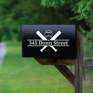 Baseball bats mailbox decal with address