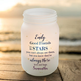 Good friends mason jar votive with name