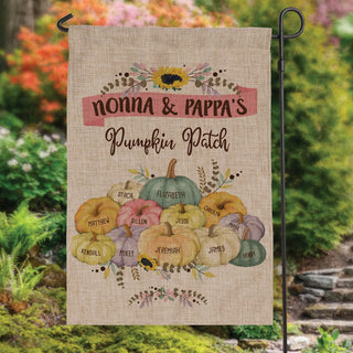 Pumpkin patch burlap garden flag