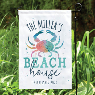 Beach house garden flag with name
