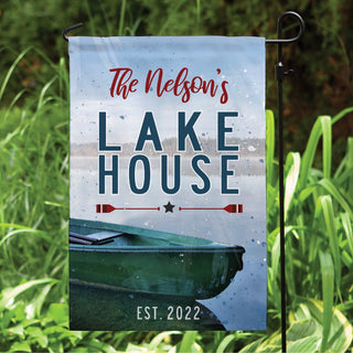 Lake house garden flag