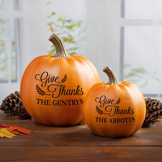 Give Thanks Personalized Resin Pumpkin