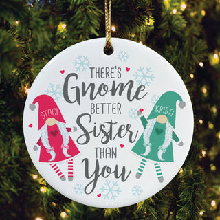 2 Gnome sisters ceramic ornament