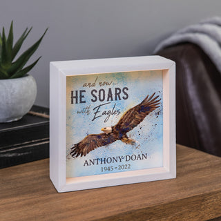 He Soars with Eagles Memorial Personalized Light Up Shadowbox