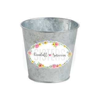 Sister Floral Wreath Personalized 4" Tin Bucket