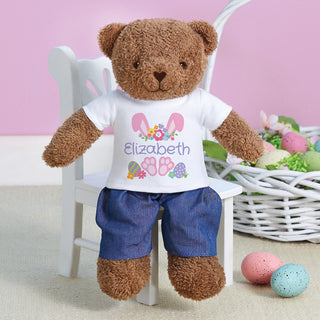 Easter Bunny Ears with Pink Name Bear Plush