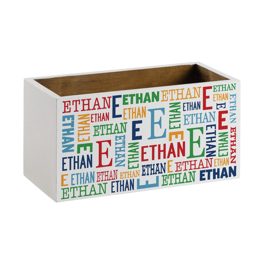 Name and Initial Wood Storage Box Personalized