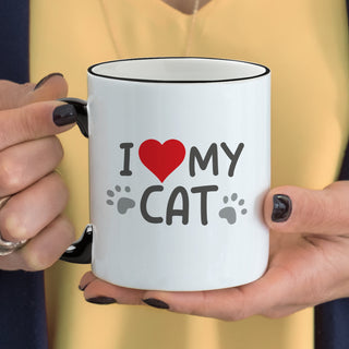 I Love My Cat White Ceramic Mug personalized with name