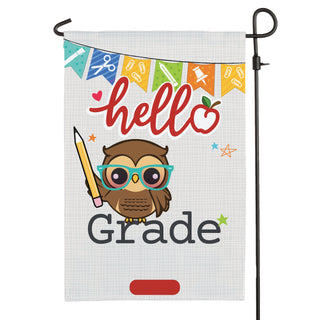 Hello Grade School Owl Garden Flag with 12x18