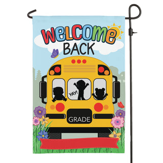 Welcome Back School Bus Garden Flag 12x18