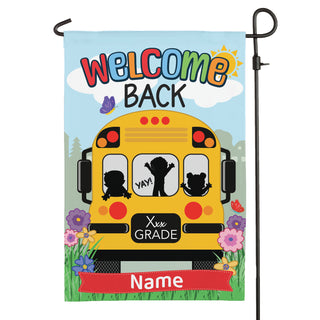 Welcome Back School Bus Garden Flag 12x18