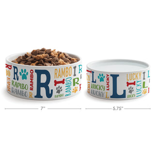 Primary Colors Name & Initial Pattern Pet Bowl - Small
