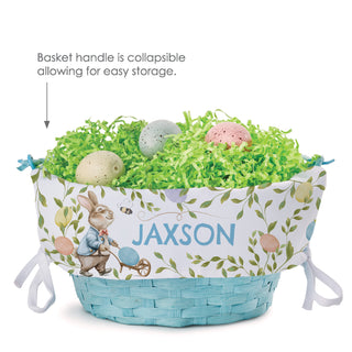 Bunny with Coat Blue Easter Basket With Liner