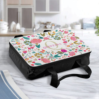 Spring Floral Pattern Name & Initial Casserole Carrier 16x11