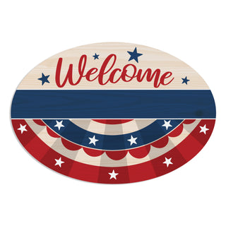 Patriotic Bunting Wreath Door Hanger