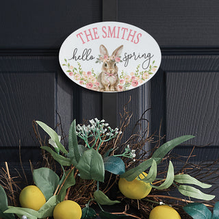 Hello Spring Floral Bunny Wreath Hanger