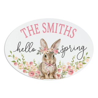 Hello Spring Floral Bunny Wreath Hanger