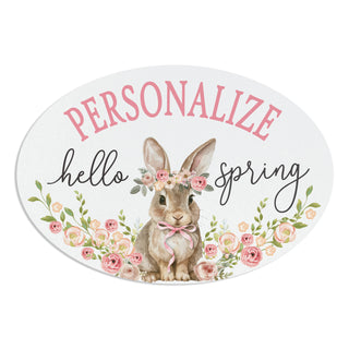 Hello Spring Floral Bunny Wreath Hanger