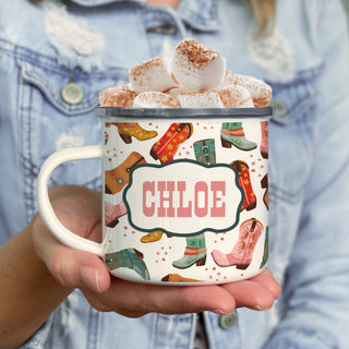 Cowgirl Boots Pattern Camp Mug