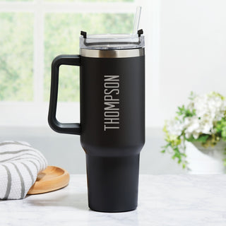 Block Name 40 Oz Travel Mug with Handle Stainless Steel - Black
