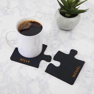 Black Wood Puzzle Coaster Set of 2