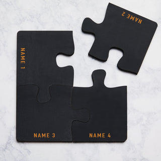 Black Wood Puzzle Coaster Set of 4