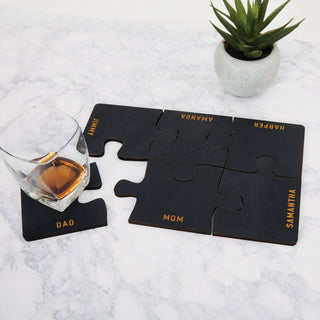 Black Wood Puzzle Coaster Set of 6