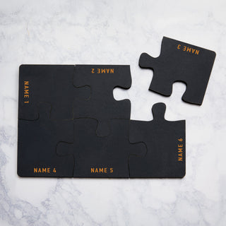Black Wood Puzzle Coaster Set of 6