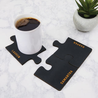 Black Wood Puzzle Coaster Set of 3