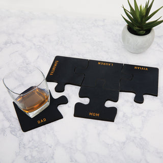 Black Wood Puzzle Coaster Set of 5