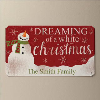Dreaming Of A White Christmas Personalized Metal Sign