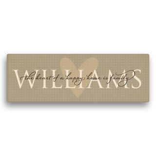 Heart Of A Happy Home Personalized 6x18 Canvas