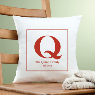 Family Red Intial Personalized 14" Throw Pillow