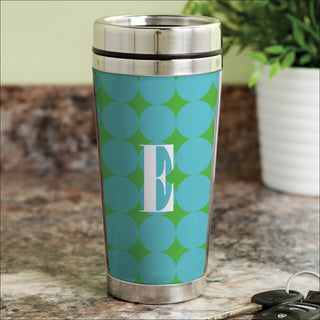 Blue Polka Dots Personalized Travel Mug