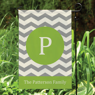 Chevron Family Name Personalized Garden Flag---Chartreuse