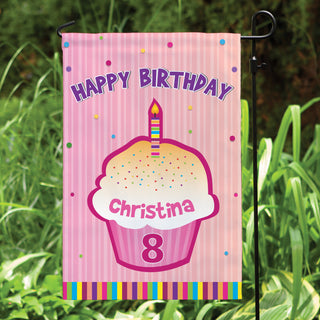 Happy Birthday Personalized Garden Flag ---Pink