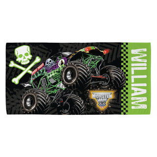 Monster Jam Grave Digger Green Plush Velour Beach Towel