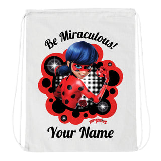 Miraculous Be Miraculous White Drawstring Bag