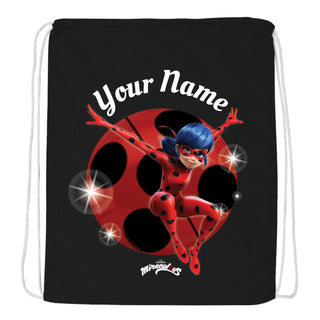 Miraculous Ladybug Black Drawstring Bag
