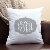 My Gray Monogram 14" Throw Pillow
