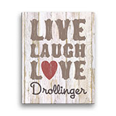 Live, Laugh, Love Personalized 11"x14" Beige Canvas