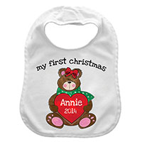 Girl's First Christmas Personalized Bib