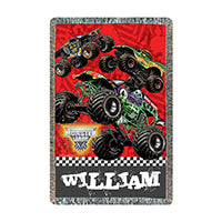 Monster Jam Start Your Engines Fringe Throw Blanket