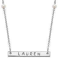 Sterling Silver Mini Bar Name with Pearls Necklace