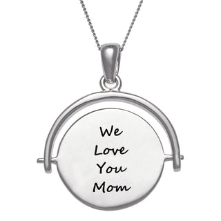 Sterling Silver Engravable Disc Large Spinner Pendant