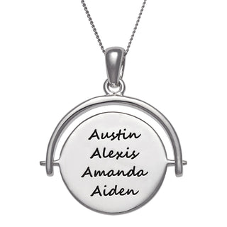 Sterling Silver Engravable Disc Large Spinner Pendant