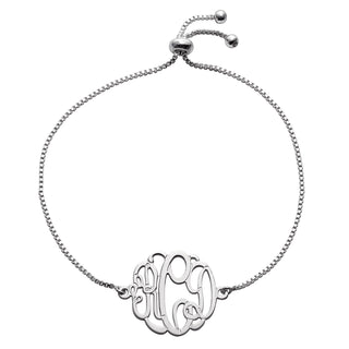 Sterling Silver Petite Monogram Adjustable Bracelet