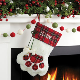 Sweet Dog Personalized Red Plaid Stocking