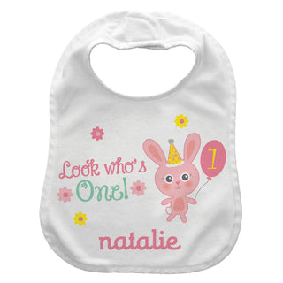 Look Who's One Personalized Birthday Bib For Her