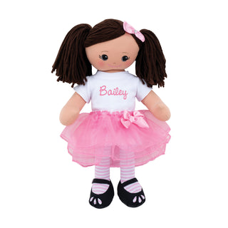 Personalized Hispanic Doll With Tutu and Hair Clip
